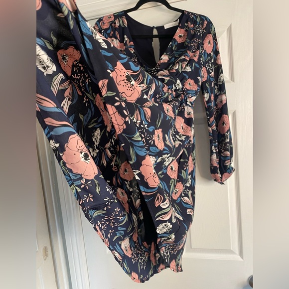 Lush Size Small floral long sleeve mini dress. Used - Picture 3 of 7